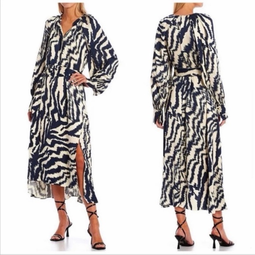 Ted Baker Navy and Cream Printed Maxi Dress